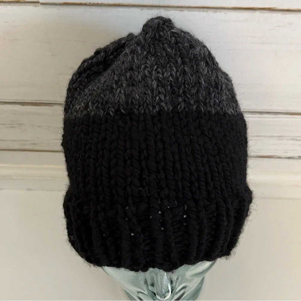 Handmade Knit Beanie – Charcoal & Black